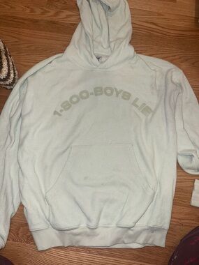 Boys Lie Hooded Waffle Knit Pullover Sweatshirt in Mint